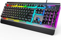 TECKNET Gaming Keyboard USB Wired Computer Keyboard 15-Zone RGB Illumination IP32 Water Resistance 25 Anti-ghosting Keys All-Metal Panel (Whisper Quiet Gaming Switch)