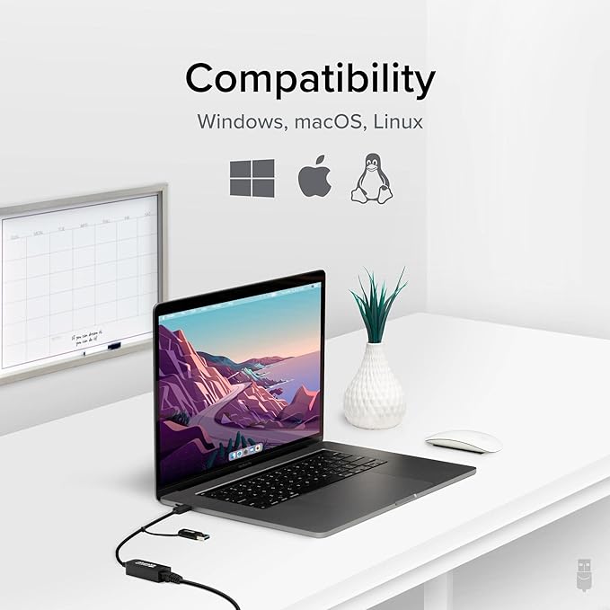 2.5G Ethernet &amp USB Expansion Bundle: Plugable USB-C to 2.5Gbps Ethernet Adapter + 7-Port USB Hub with 60W Power Adapter | USB-C/USB-A Fast LAN High-Speed Data macOS/Windows/Linux
