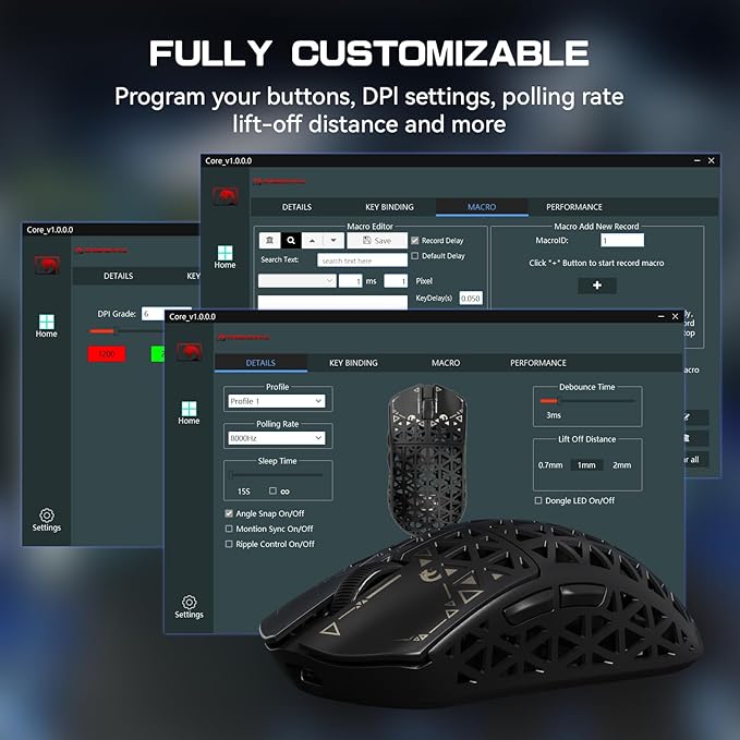 MAMBASNAKE M5 Ultra Carbon Fiber 8KHz Wireless Gaming MousePAW3950MAX Sensor 42K DPI39g Lightweight Tri-Mode 2.4GHz/BT/Wired Computer MiceWeb Driver Supportfor Win/Mac/FPS/MOBA/Esports-Black (A)