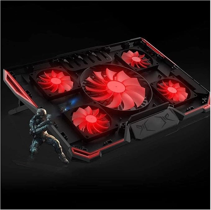 10-17.3 Laptop Cooler Cooling Pad | Ultra Slim Portable 5 Quiet Big Fans 2100RPM with USB Line Built in | Simple and Easy Use Design