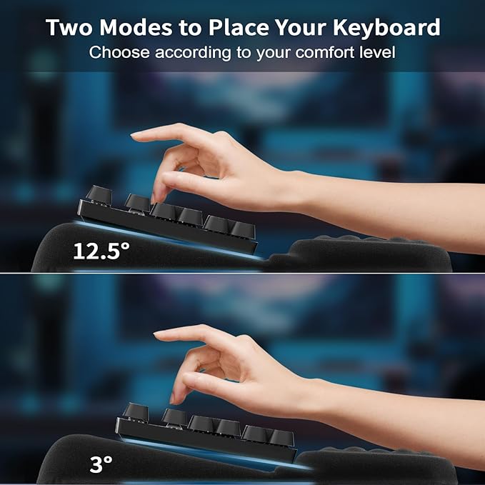 Computer Keyboard Stand with Wrist Rest Ergonomic Keyboard Pad with Wrist Support Keyboard Riser &amp Soft Memory Foam Cushion 43cm Arm Rest Desk Accessories for OfficeHome (Black)
