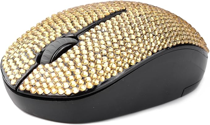Diamond Crystal Handmade Bling Dazzling Wireless Mouse 2.4G Noiseless Mouse with USB Receiver Portable Computer Mice for PC Tablet Laptop Notebook - Gold