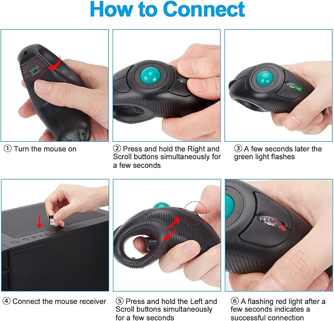 welspo Wireless USB Handheld Finger Trackball Mouse with Laser Pointer
