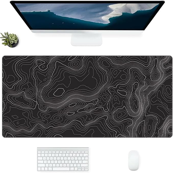 keepcute Topographic Desk Mat Non-Slip Gaming Mouse Pad 35.4 x 15.7 in