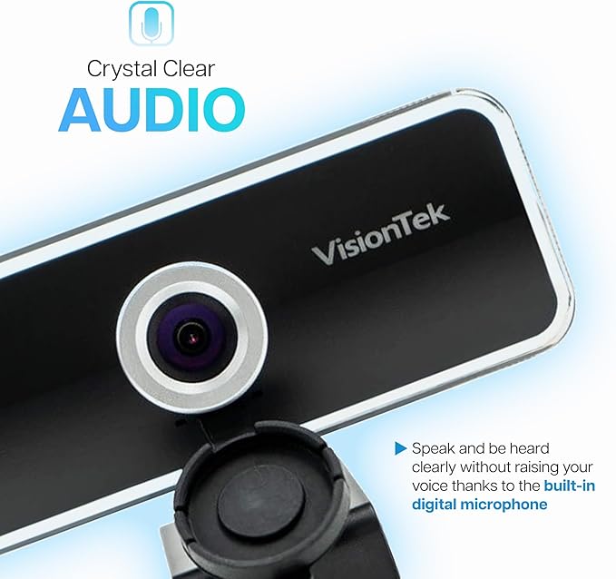 VisionTek VTWC20 Full HD (1080P 30FPS) Webcam for Windows Mac Linux &amp Chromebook w/Digital Microphone Auto Focus Privacy Cover &amp Wide Viewing Angle