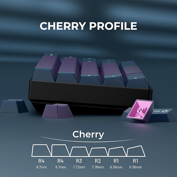 XVX Double Shot PBT Keycaps Set 216 Keys Cherry Profile Custom Keyboard Keycaps Jade Translucent Key caps Compatible with 61/64/68/84/87/100/104/108 ANSI and ISO Layout Mechanical Keyboard