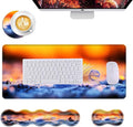 Mouse PadLarge Desk Mat Set 4in1 XL Mousepad + Keyboard Wrist Rest+Mouse Wrist Rest+Coaster with Ergonomic Desk Pad for Home Office Table Computer Cover -Feather at Sunrise