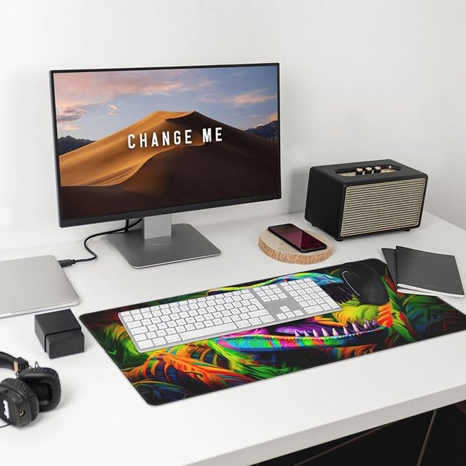 Colorful Dinosaur Mouse Pad Non Slip Large Desk Keyboard Mat Gaming Protection Pad 16X29.5 Inch