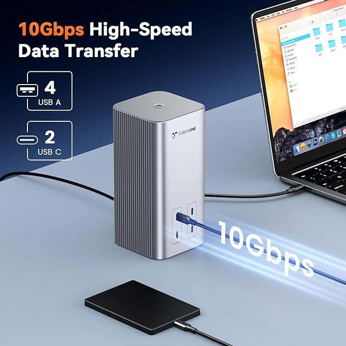 TobenONE 20-in-1 Docking Station 3 Monitors for MacBook Triple 4K@60Hz Monitor Docking Station with 3 HDMI 2 DP 45W PD150W Charger 6 USB Ports Driver-Basedfor M1/M2/M3/M4/M5/Windows/Chrome OS