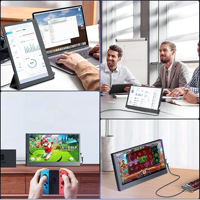 12 Dual Laptop Screen Extender Monitor Portable - Laptop Screen Extender - Portable Monitor for Laptop with Full HD IPS Display