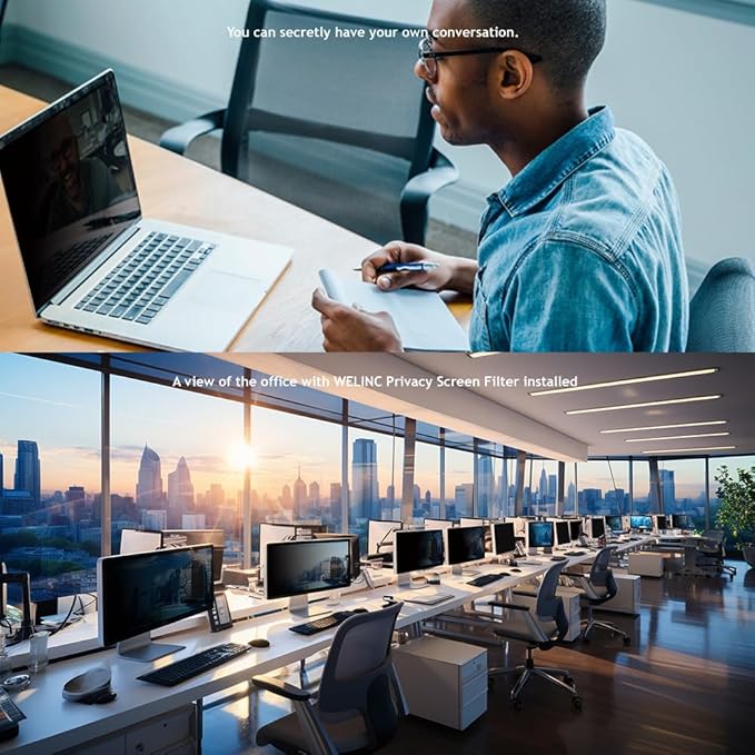 21.5 Inch - 16:9 Aspect Ratio - Computer Privacy Screen Filter for Widescreen Monitor - Anti-Glare - Anti-Scratch Protector Film - Protects Your Eyes from Harmful Glare and Blue Light