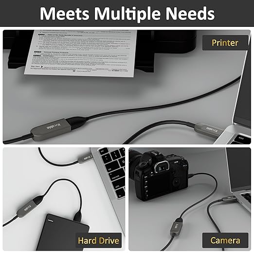 USB 3.0 Active Fiber Optical 75 Feet Extension Cable High Speed 5Gbps Data Transfer Supports USB 3.0 &amp 2.0 Compatible with Webcam USB Hub VR Hard Drive Printer