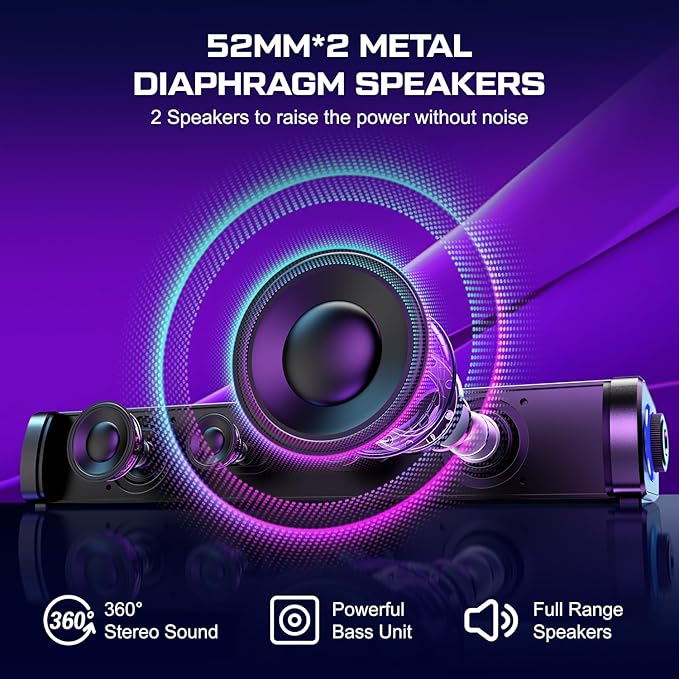 Computer Speakers for Desktop Gaming Speakers with Touch Lights PC Speakers with Surge Clear Sound USB Powered for Computer Desktop PC Laptop Monitor