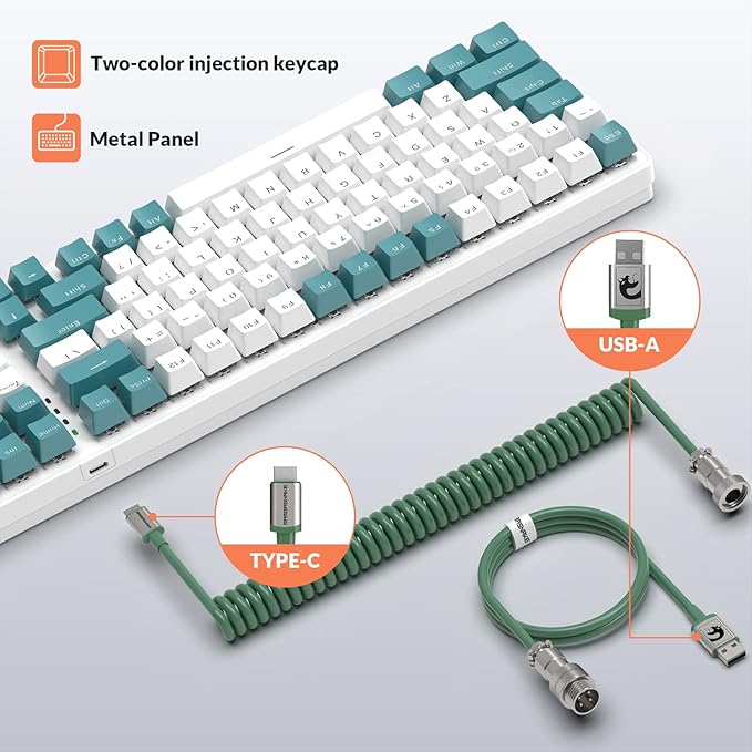 ZIYOU LANG K3 Mechanical Gaming Wired KeyboardLED Rainbow Backlit Linear Red Switch 100 Keys Full Anti-ghostingErgonomic Durable ABS Mixed Color Keycaps with Coiled Type-C to USB Cable-Green
