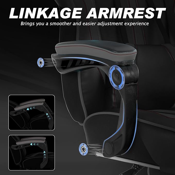 Vonesse Gaming Chair for Adults Reclining Gaming Chairs with Footrest and Massage Computer Gaming Chair for Heavy PeopleErgonomic Gamer Chair Big and Tall (Black/Gray)