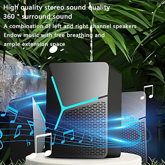 USB powered computer speaker large aperture speaker surround sound desktop speaker 3.5mm audio cable plug and play suitable for PC laptop including USB-C to USB adapter (flowing light black)
