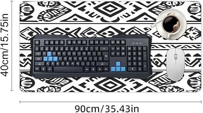 XXL Gaming Mouse Pad Boho Aztec Large Desk Mat Protector for Desktop Anti-Slip Rubber Extended Computer Keyboard Mat Writing Pad Mousepad for Work Office Home15.7 * 35.4 in A-690