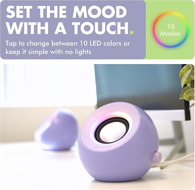 X9 Performance Purple Computer Speakers for Desktop PC with RGB Lighting Bluetooth USB and AUX - Triple Mode Connection Dual 2.25 Drivers for Work and Play - Bluetooth PC Speakers - Purple