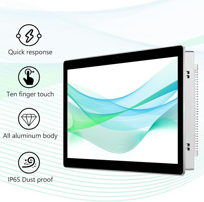 12.1 inch Aluminum Flat Embedded Industrial Touch Screen MonitorHDMI/VGA/DVI Interface Capacitive Touch Screen Monitor10 Points TouchIP 65 Waterproof 1024 x 768 @ 60Hz