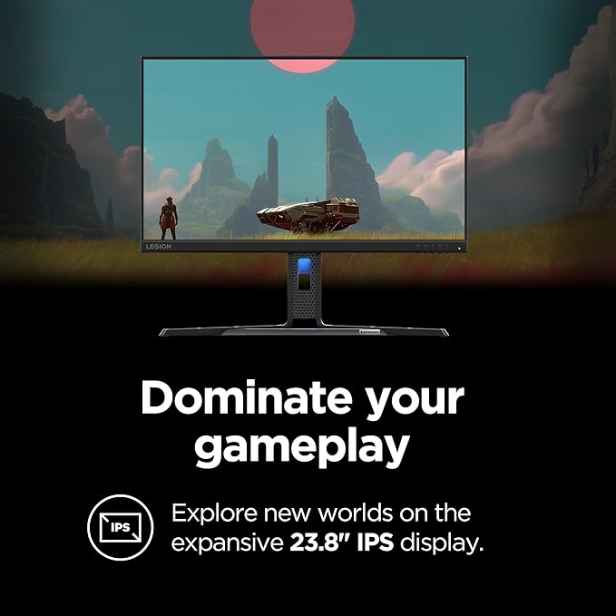 Lenovo Legion R24e - Gaming Monitor - 23.8 Flat FHD - 180 Hz - 1ms Response - AMD FreeSync - HDRDecode HDMI 2.1 DP 1.4 Audio - Lift/Tilt/Pivot/Swivel Stand - Raven Black