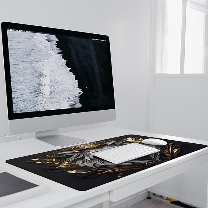 Majestic Lion Desk Mat Desk Pad Large Mouse Pad Anti-Slip Big Mousepad with Stitched Edges Computer Mouse Pads for Gaming Home Office Work 16x36