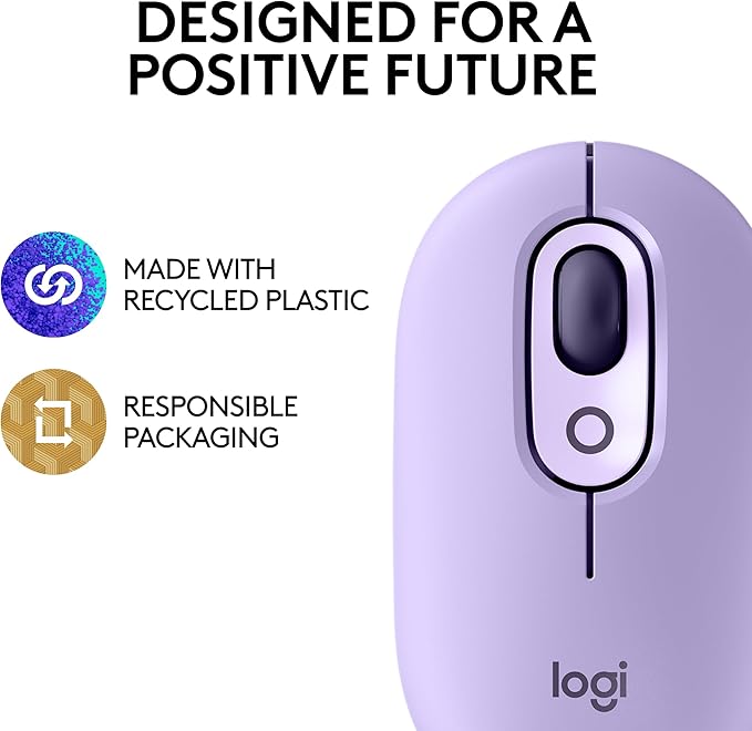 Logitech POP Mouse Wireless Mouse with Customizable Emojis SilentTouch Technology Precision/Speed Scroll Compact Design Bluetooth Multi-Device OS Compatible - Cosmos