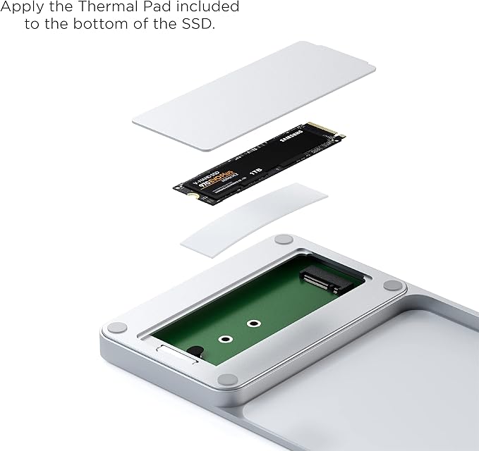 Satechi USB C Slim Dock for 24” iMac with Tool-Free Enclosure for M.2 PCIe NVMe and SATA SSDs USB C Data Port USB A 2 USB 2.0 Micro/SD Card Reader - Silver