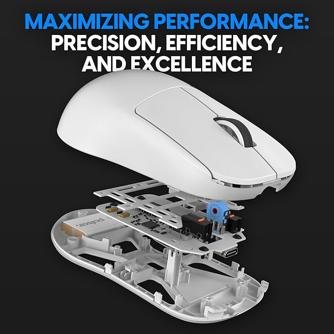 Pulsar Gaming Gears X2H Wireless Gaming Mouse Ultra Lightweight 1.90 oz (54 g) Symmetrical Optical Switch 2.4 Ghz 1 ms 26000 DPI PAW3395 Sensor (Medium Wireless White) (Renewed)