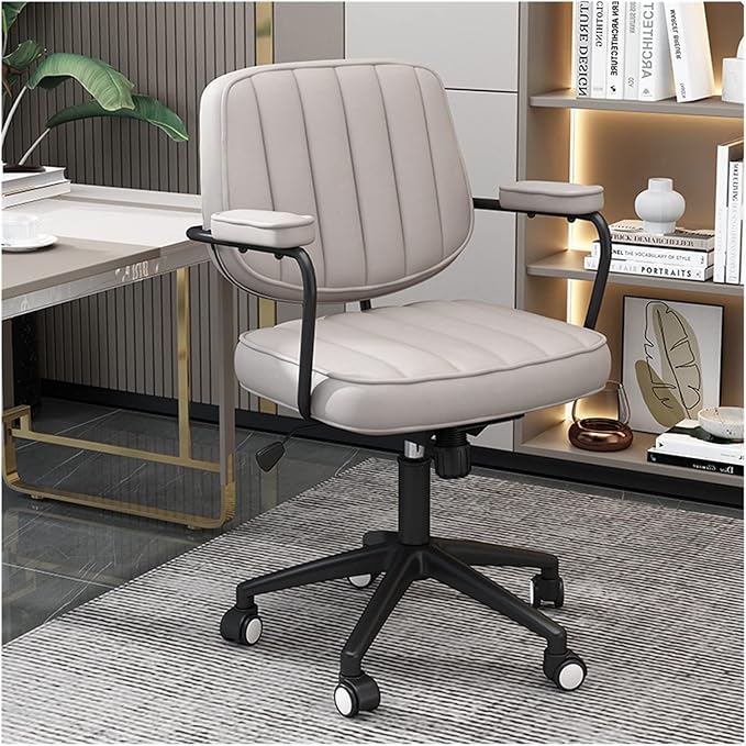 Adjustable Office Computer Chair with Armrest Computer Chair Household Adjustable Lifting Backrest Gaming(Pearl White)