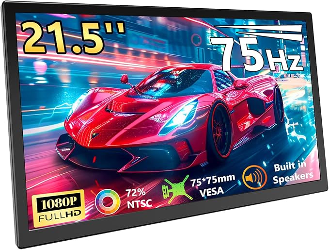 21.5 Inch Large Portable Monitor 1080P FHD 75Hz Gaming Display with HDR Built-in Speakers &amp Stand USB-C HDMI Portable Second Screen for Laptop PC Gaming Rig Business Travel