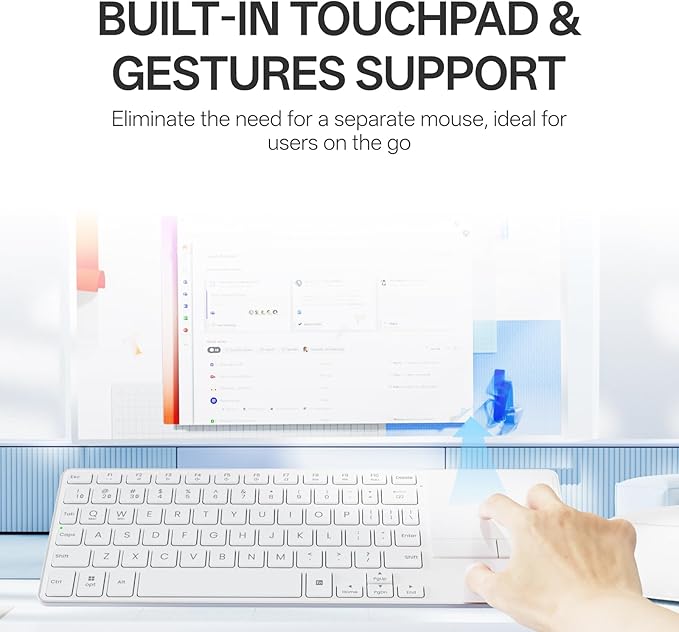 Rapoo Portable Wireless Keyboard with Touchpad Multi-Device HTPC Keyboard for PC-Connected TV/Tablet/Steam Deck/Gaming Console/Raspberry Pi/Mini PC - Support Touch Gestures for Windows &amp Mac