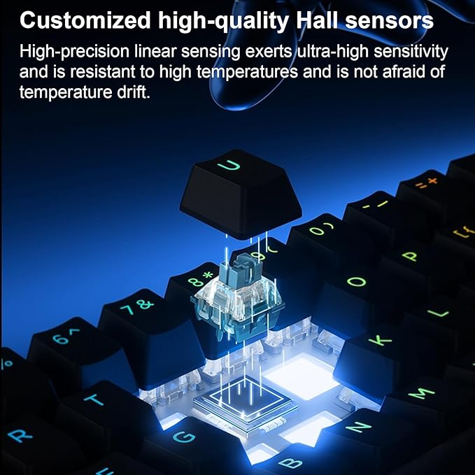 Hyekit x MCHOSE ACE 68 65% Wired Magnetic Switch Mechanical Gaming Keyboard Rapid Trigger Hall Effect Keyboard Hyper-Fast Adjustable Actuation 8K Hz Polling Rate RGB HotSwap for PC/Mac Black