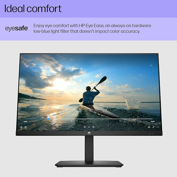 HP 27 IPS LED FHD Monitor - Built-in Dual 2W Speakers - 100Hz - HDMI DisplayPort VGA - Series 2025 Office Monitor - Eye Ease with Eyesafe Certification Black w/HDMI