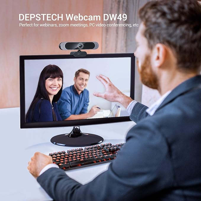 DEPSTECH 4K Webcam DW49 HD 8MP Equipped with Sony Sensor Autofocus Webcam with Microphone Privacy Cover Plug Play USB Computer Web Camera for Pro Streaming/Online Teaching/Video Calling/Zoom/Skype