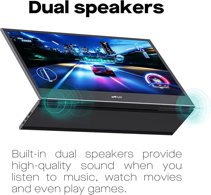 MP Mobile Pixels Glance Laptop Portable Monitor 16 Inch 1080P FHD Display USB-C/HDMI Portable Monitors Travel Monitor with Dual Speakers for macOS/Windows/DeX