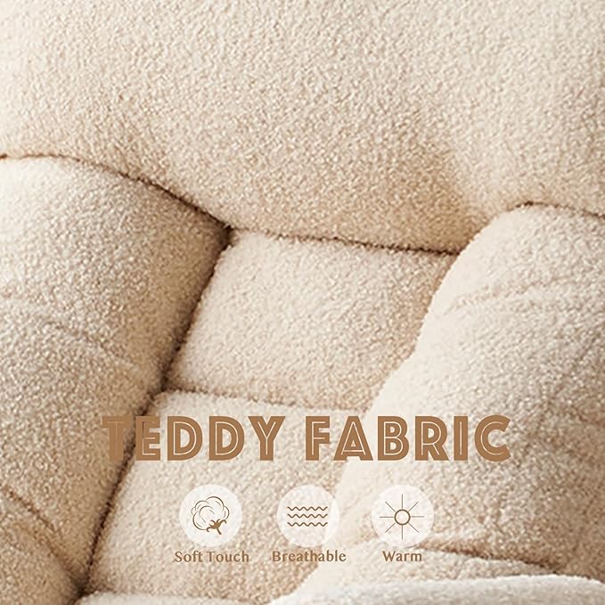 Floor Chair with Back Support Swivel Gaming Chair with 5 Adjustable Position Meditation Chair with Phone Holder Teddy Indoor Lounge Chair for Lazy Boys Living Room Bedroom Lounge Beige