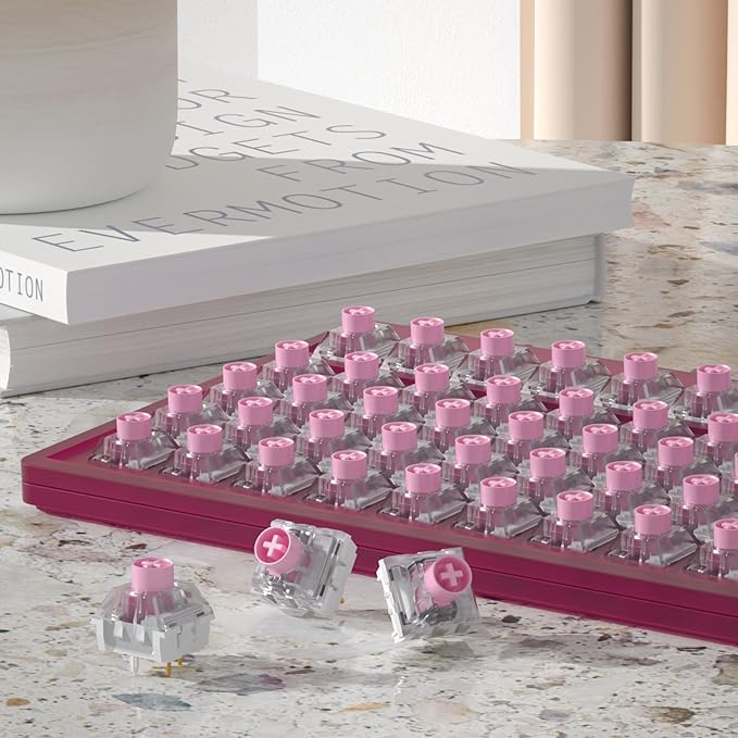 KAILH Box Silent Pink 3-pin 35gf Linear Mechanical Keyboard Switch with Dustproof and IP56 WaterproofCompatible with MX Mechanical Keyboard with 5-pin hot swappable (30pcs Pink Lianer)