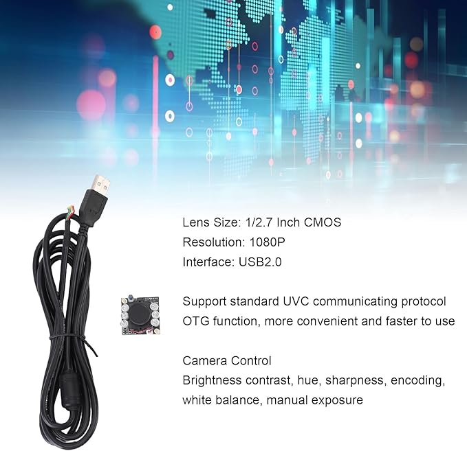 1080P USB Camera Module with Intelligent Light Sensing - 1/2.7 Inch CMOS UVC USB2.0 for Android/Linux OV2719 Sensor with Manual Exposure &amp OTG Support