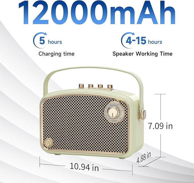 Bluetooth Speaker 120W Peak Powerful Retro Wireless Hi-Fi Loud Speakers with Deep Bass Dual DSP Chips Portable Boombox for Home Room Office Decor Camping Party Festival Gifts Christmas Events