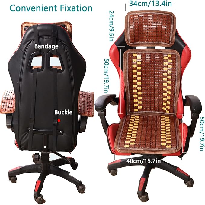 RAZANA Gaming Chair Bamboo Cushion Gaming Chairs for Adults 5pc Set Video Game Chairs Summer Mat Bring The Best Competitive Form Without Fear of Heat (B)