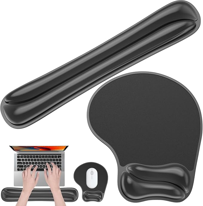 Gel Mouse pad &amp Keyboard Wrist Rest Set Ergonomic Keyboard and Mousepad with Wrist Support Keyboards Wrist Rest Computer Keyboards Pad Cooling Gel Black
