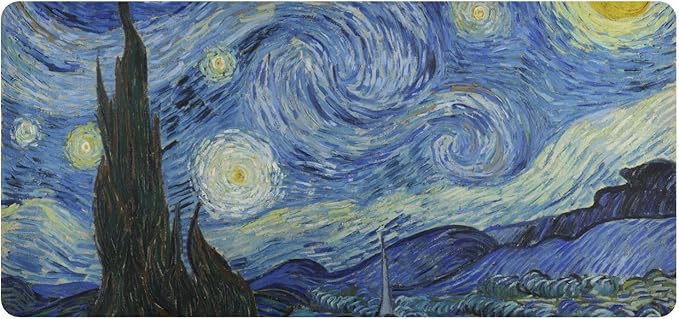 Mouse Pad Desk Mat Leather Desk Pad Large Gaming Desk Cover Protector Mat for Keyboard Computer Laptop Office Waterproof 47.2 x 23.6 Inch Van Gogh Starry Night