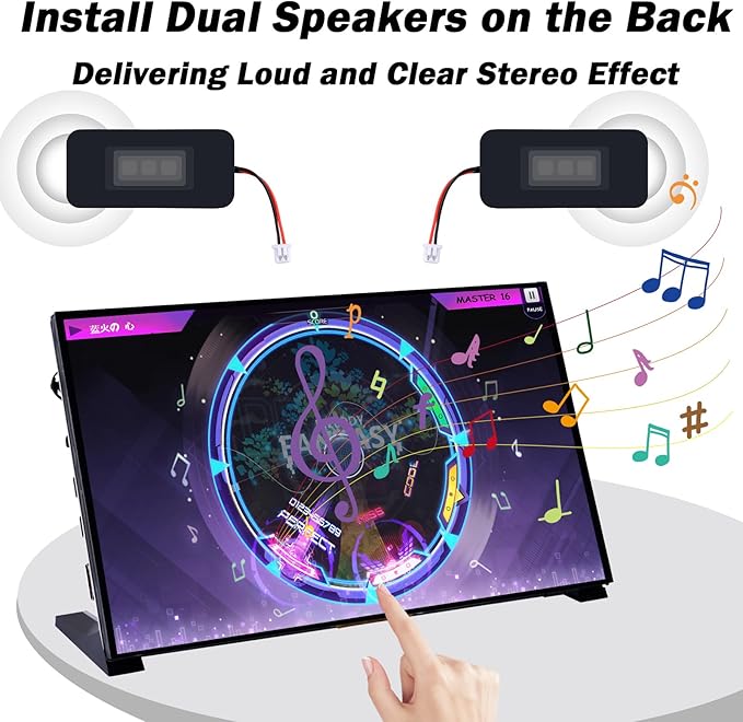 GeeekPi 10.1 inch Capacitive Touchscreen for Raspberry Pi HDMI Monitor IPS 1024X600 LCD Display with Dual-Speaker for Raspberry Pi 5/4B/3B+/3B/B+ with Mount Hole to Install Raspberry Pi Board