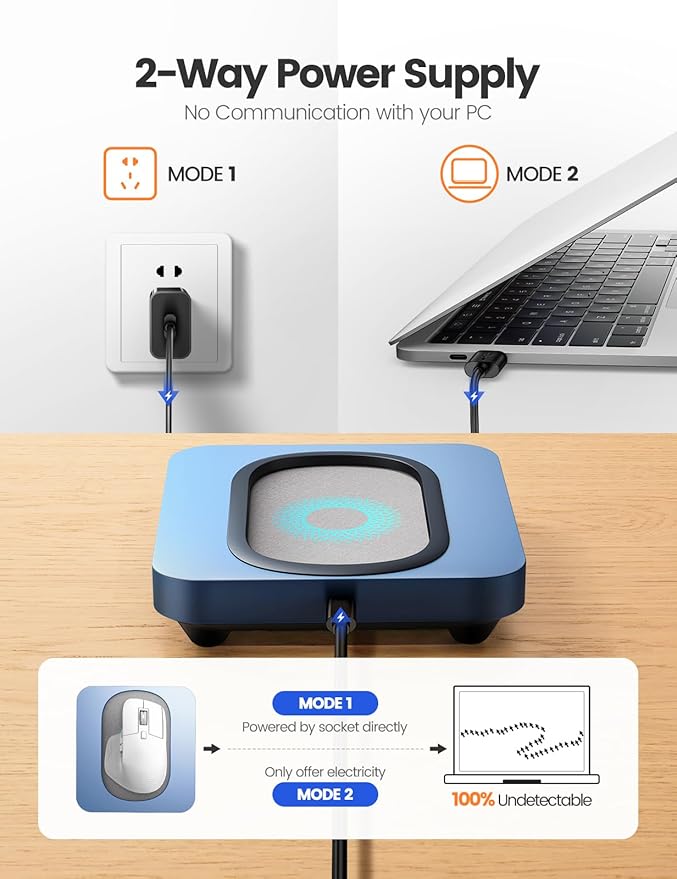 Undetectable Mouse jigglerMouse Mover Wiggler Shaker Device with Enlarged Turntable Adjustable IntervalLED Display Moves Randomlyfor Gift Keeps PC/Laptap Active to Improve Office Efficiency