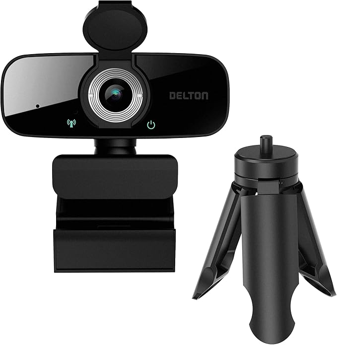 Delton C24 USB Webcam with Microphone HD 1080p Wired Webcam 2 Megapixels Wide Field of View Auto Focus Noise Canceling Mic USB Computer Camera Compatible with Computer/Laptop/iMac - Black