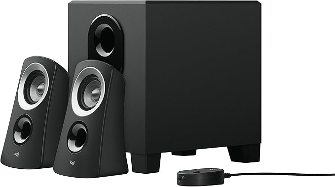 Logitech Z313 2.1 Multimedia Speaker System with Subwoofer Full Range Audio 50 Watts Peak Power Strong Bass 3.5mm Audio Inputs PC/PS4/Xbox/TV/Smartphone/Tablet/Music Player - Black