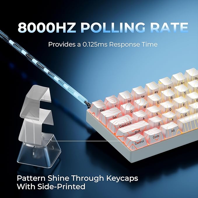 OHY XVX HE68 60 Percent Gaming KeyboardHall Effect Magnetic Switches CNC Aluminum Frame Rapid Trigger Keyboard w Topographic IMD Keycaps 8KHz Polling Rate Adjustable ActuationHot-Swap-White
