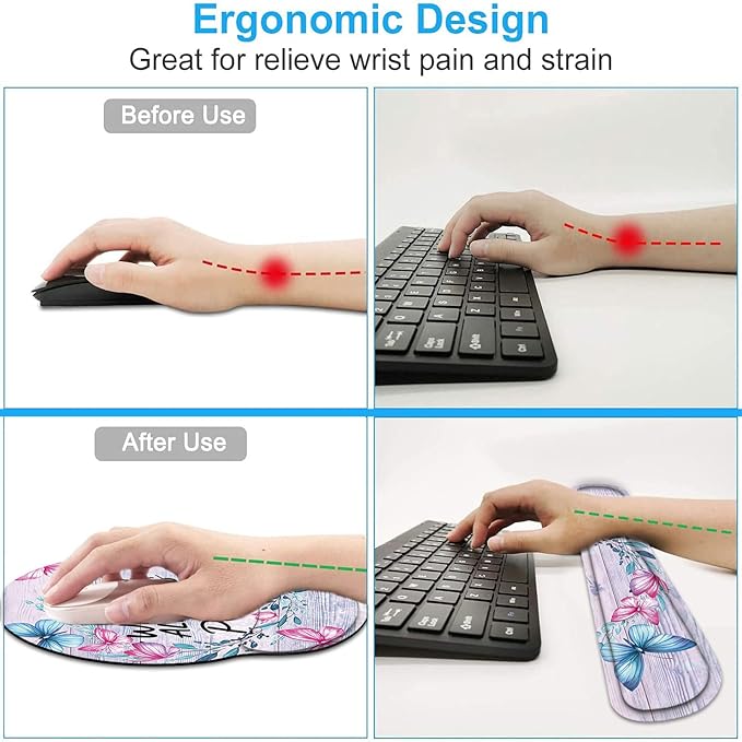 Keyboard Wrist Rest and Mouse Wrist Rest Pad with Cup CoasterMade of Memory FoamErgonomic SupportEasy-Typing and Pain Relieffor Gaming Office Home Computerwith God All Things are Possible Floral