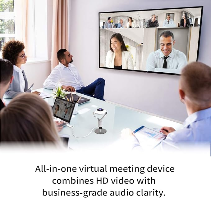 j5create 360 Degree All Around Meeting Webcam - 1080P HD Video Conference Camera with High Fidelity Microphone USB-C | for Video Conferencing Online Classes and Collaboration (JVCU360)