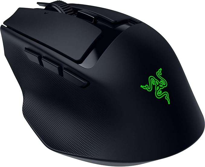 Razer Basilisk Mobile Portable Ergonomic Wireless Gaming Mouse: 10 Programmable Controls HyperScroll - Optical Switches Gen-3 - Long Battery Life - AI Prompt - 2.4 GHz Bluetooth USB C